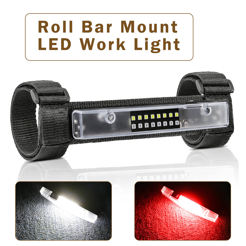 UTV LED Interior Dome Light Roll Bar Cage Mount Universal Polaris RZR Red&White