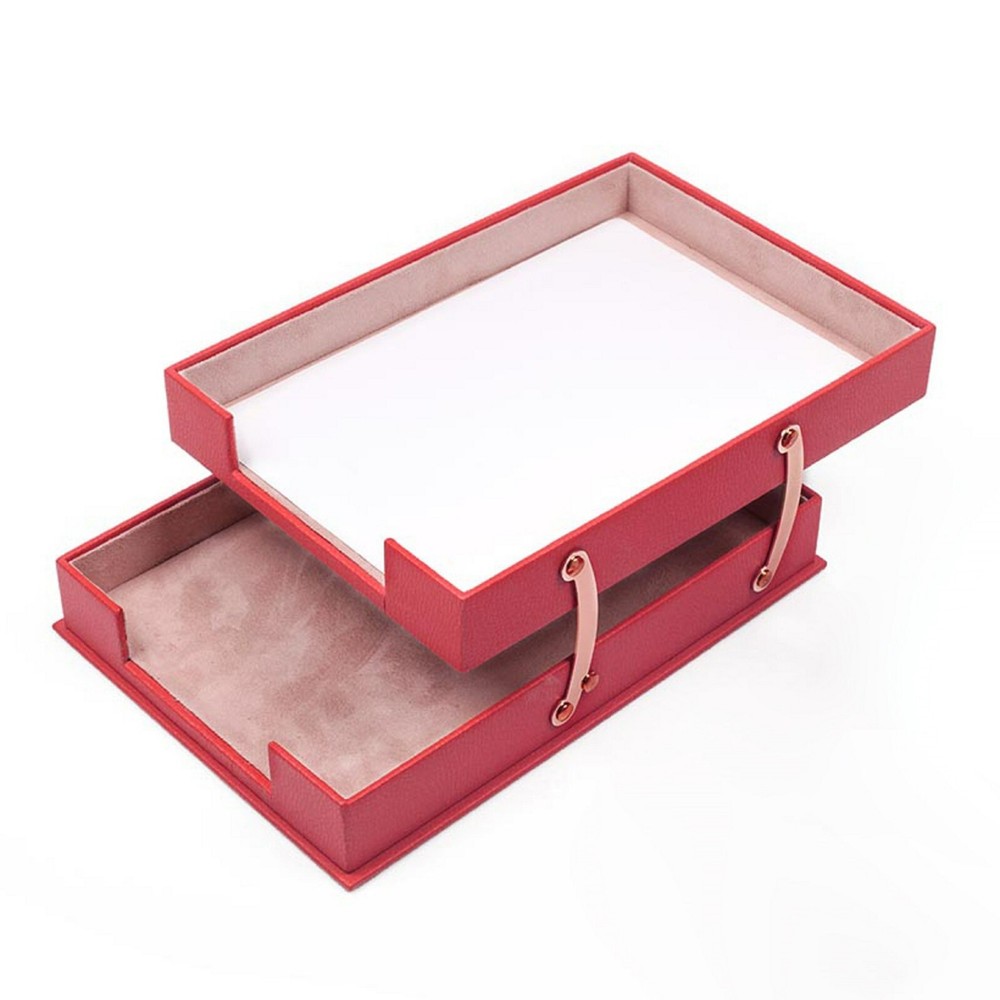 Leather Document Tray Double-Desk Organizer-Office Accessories