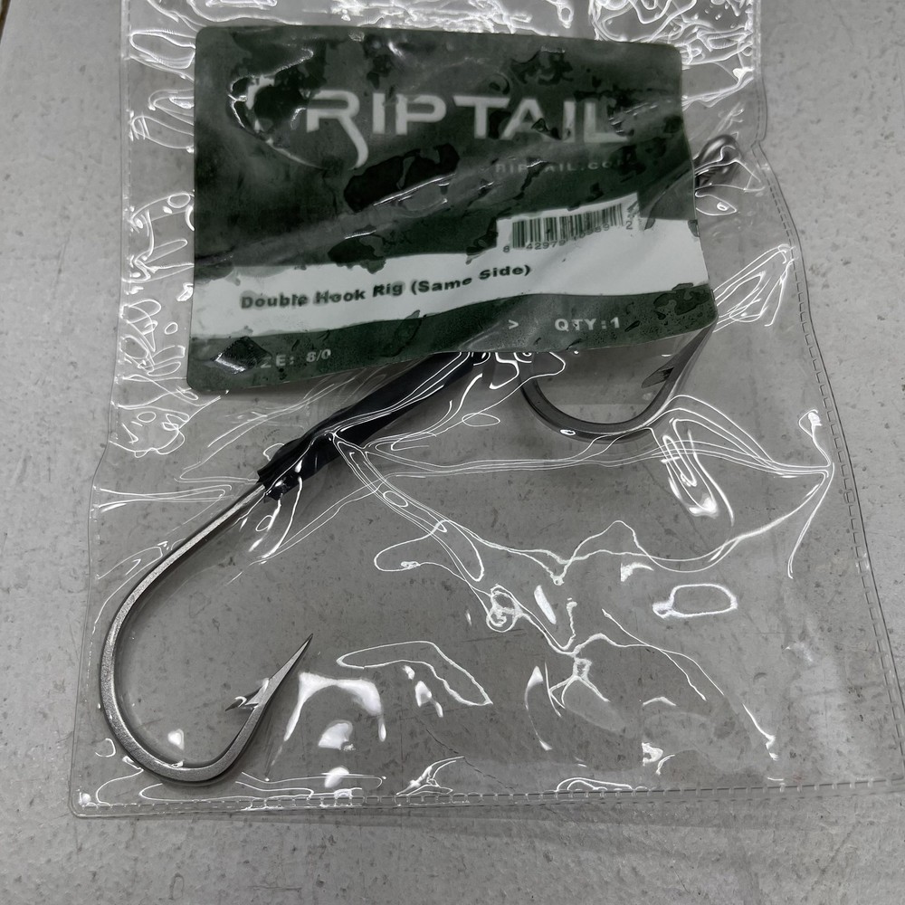 RipTail Double Hook Rig Size 8 Silver Same Side Saltwater Fishing Tackle