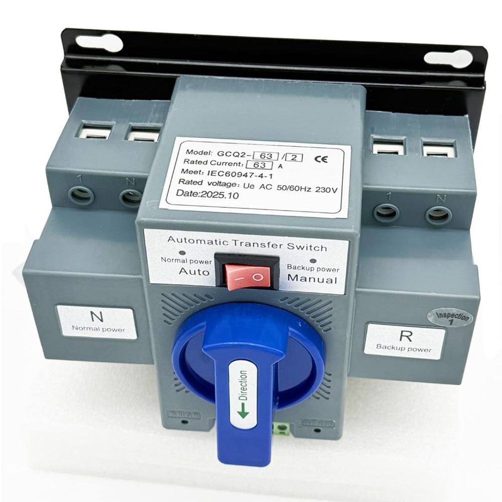 220V 63A Durable Wall-Mounted Dual Power Switch with Multi-Protection Features