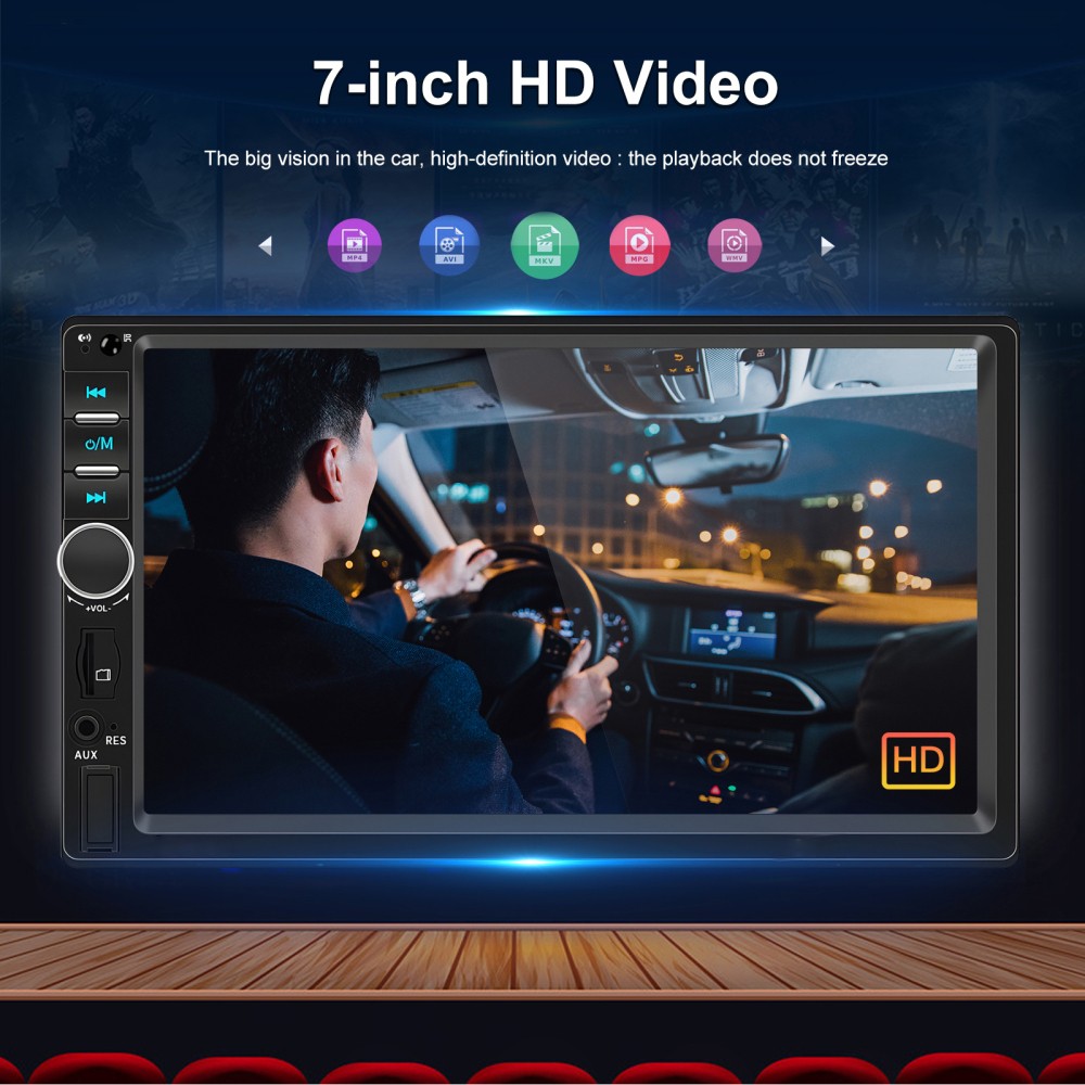 7'' Double 2 Din Car Radio Car Stereo Touch Screen Android Auto BT Apple CarPlay