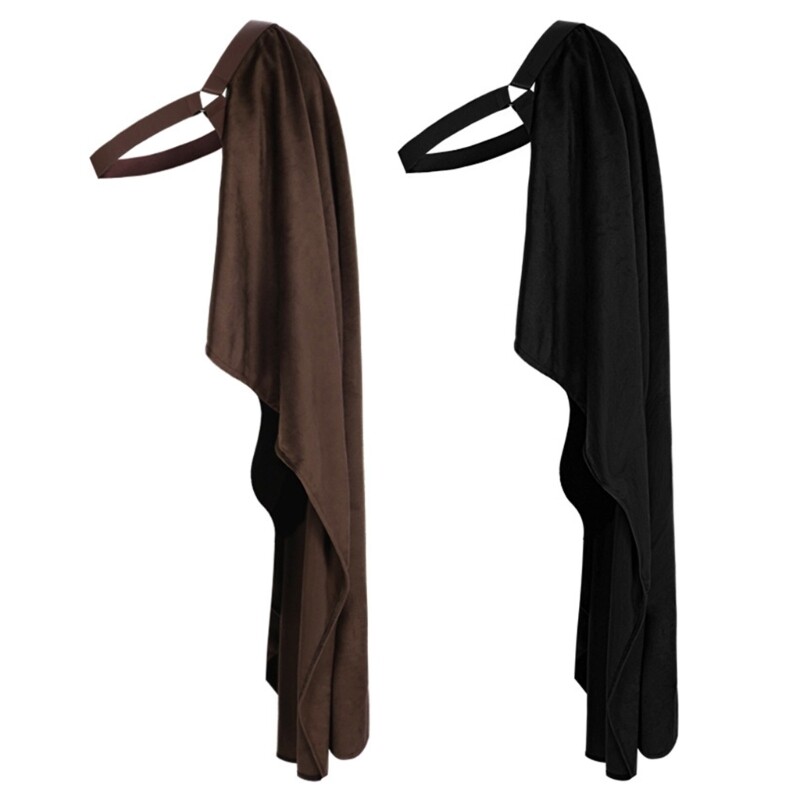 Men Medieval Half Cape with Adjustable Leather Straps Medieval Cosplay Costume