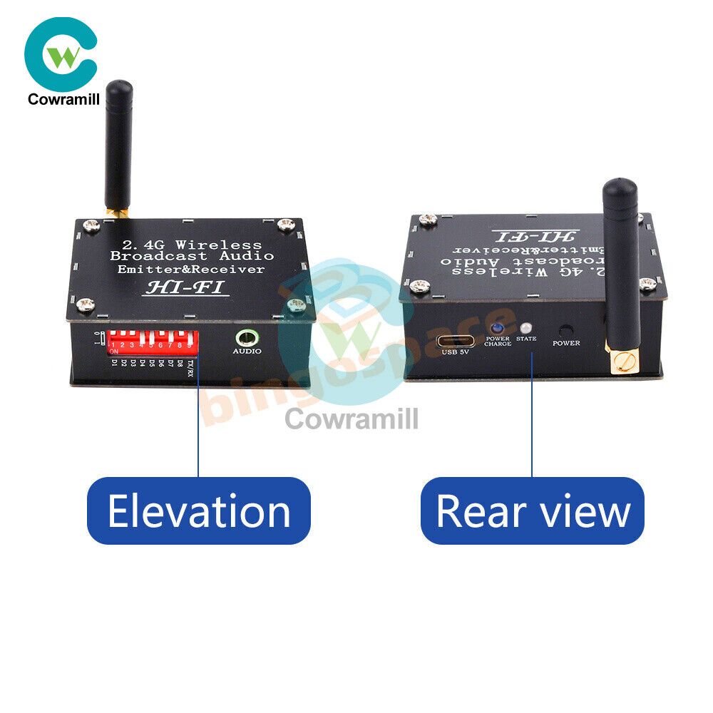 DC 3.5-5V 2.4Ghz Wireless Audio Transceiver Transmitter Receiver w/ Type C Port