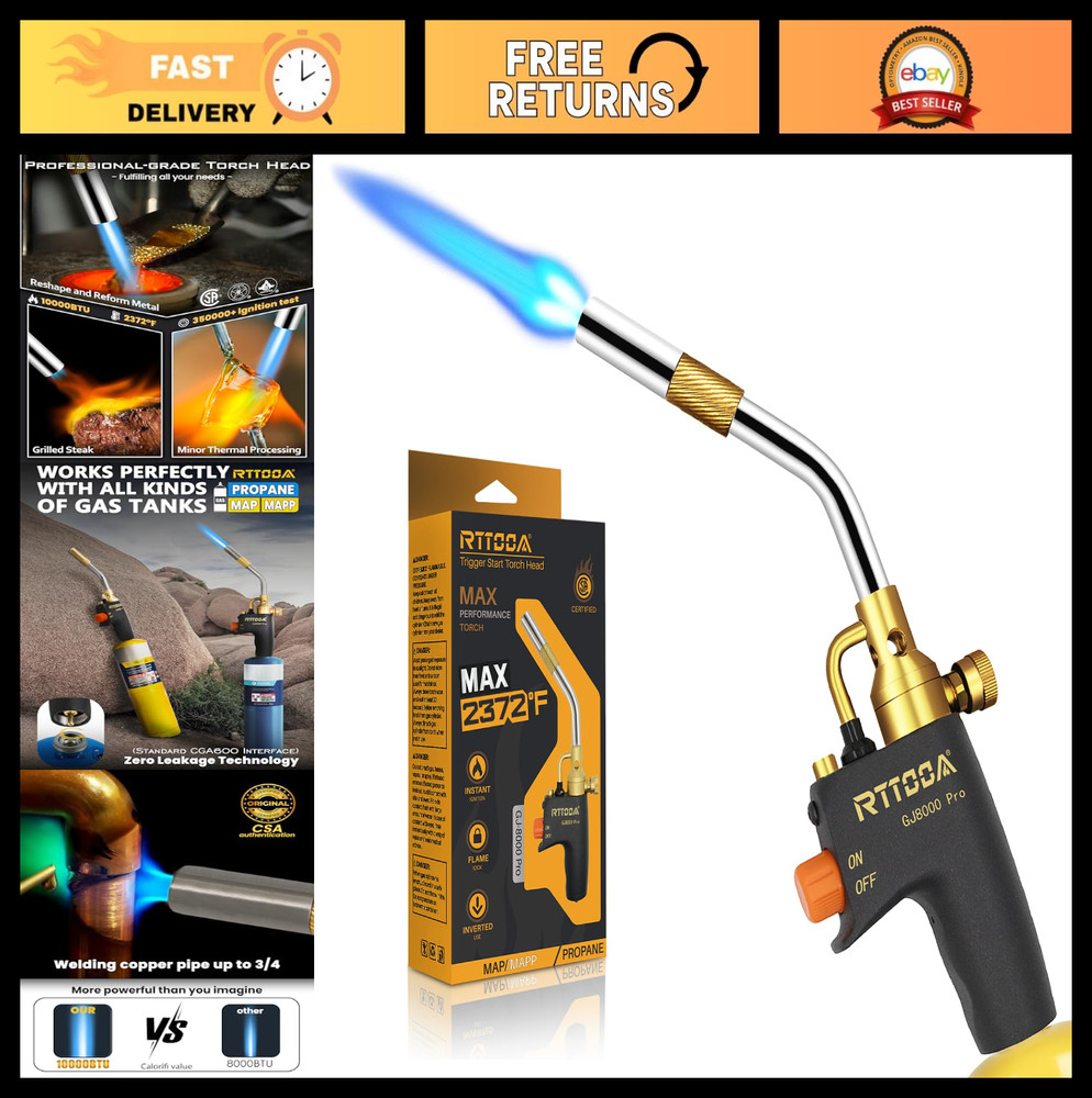 High Intensity Propane Torch Head Kit, Trigger Start Pencil Flame for Welding &