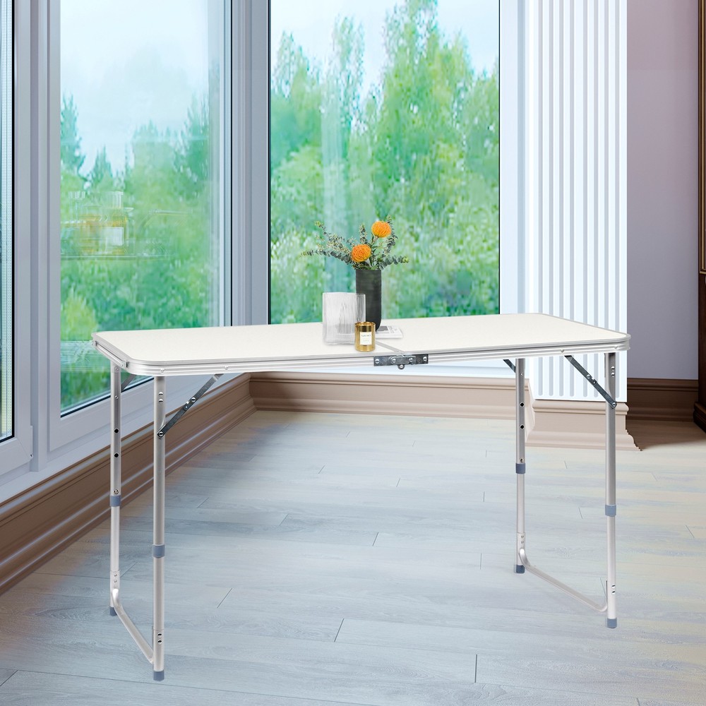 4ft Folding Table Heavy Duty Fold in Half Table w/Carry Handle for Camping Buffe