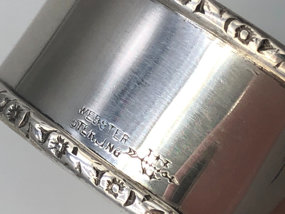 Webster Sterling Silver Napkin Ring 3/4" wide, engraved Mariles