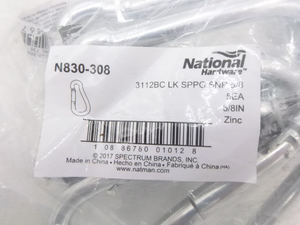 5 Pack National Hardware Interlocking Spring Snaps Zinc Plated N830-308