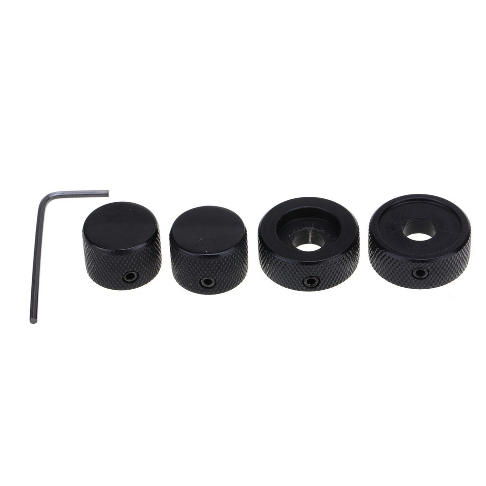 Musiclily Pro 2Pcs Black Universal Metal Dual Concentric Stacked Guitar Knobs