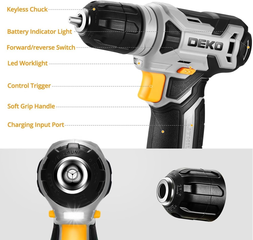 Lightweight 8V Cordless Power Drill & 42-Piece Accessory Kit for DIY Projects