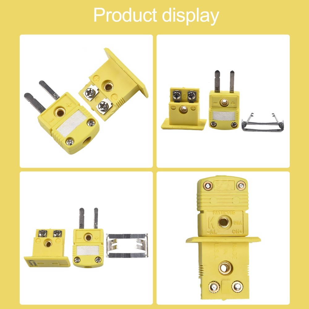 K Type Thermocouple Miniature Socket Yellow 1 Set Panel Mount Portable