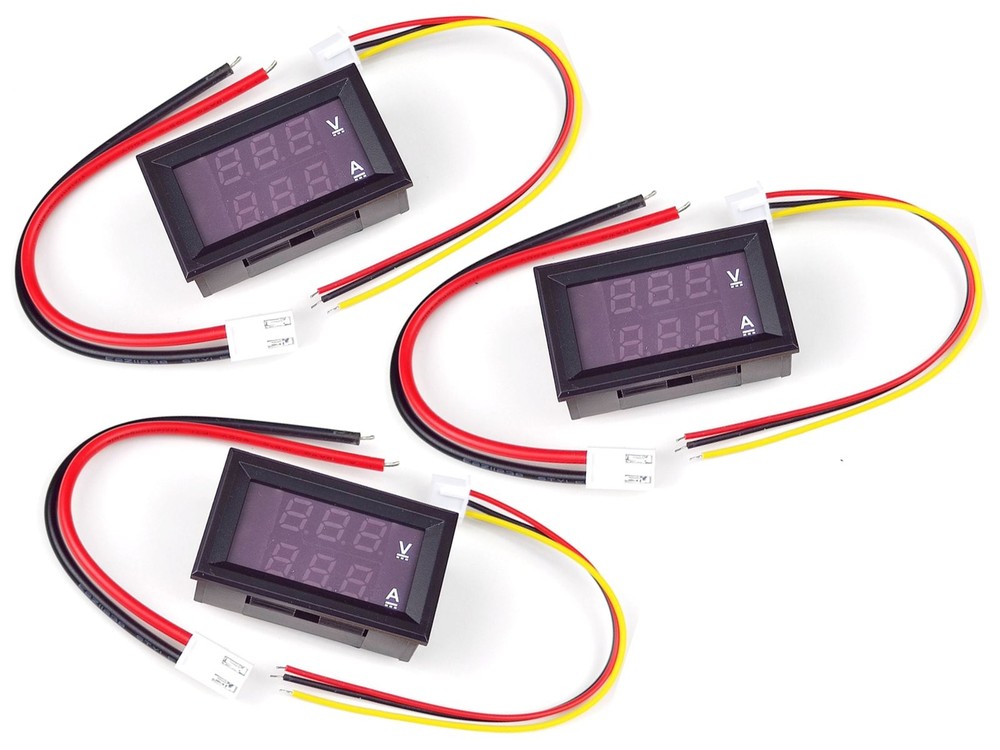3 x LED Panel Meter 100V DC 10A Voltmeter Ammeter (DSN-VC288)