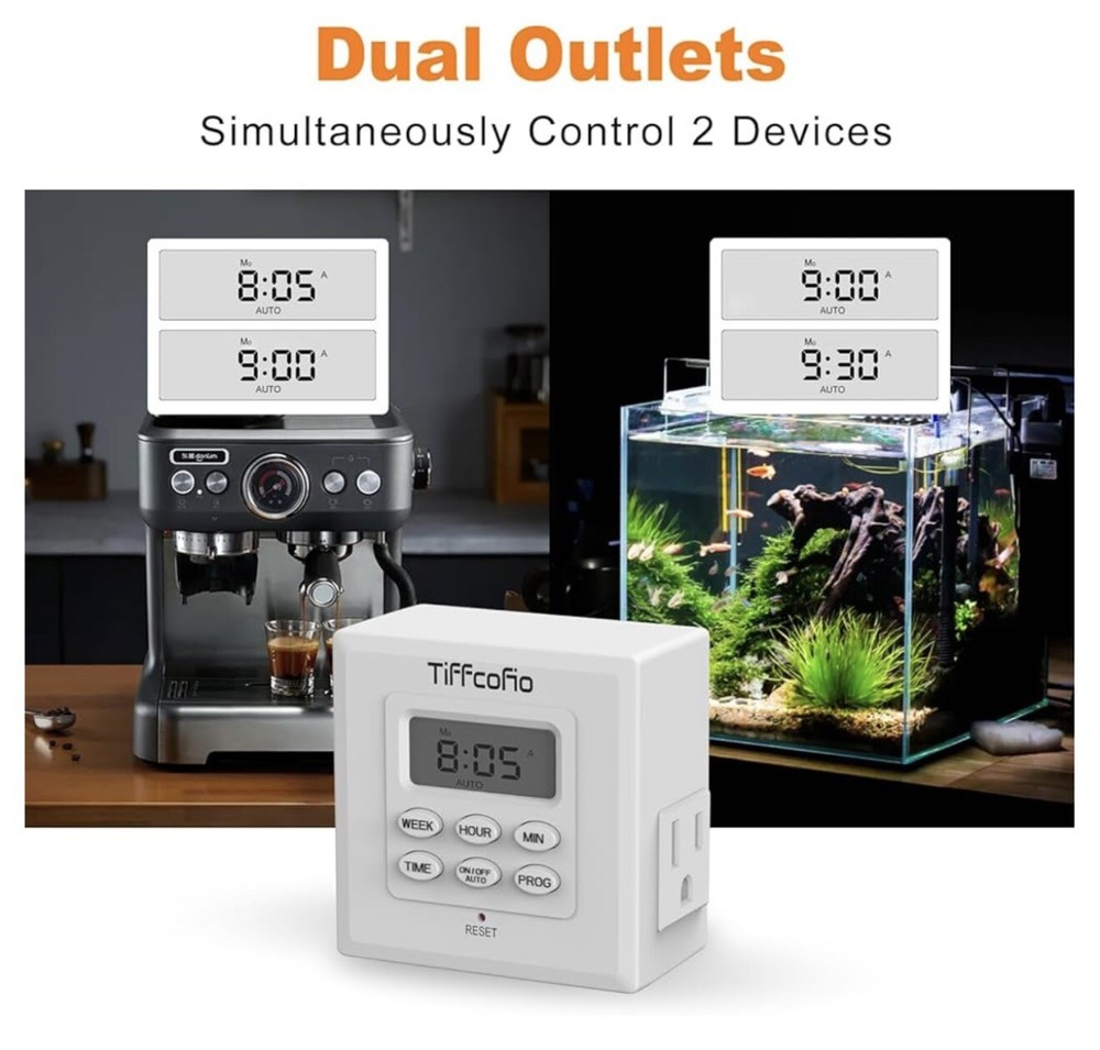 Indoor Digital Light Timer, 7 Day Programmable Plug in Outlet 2...
