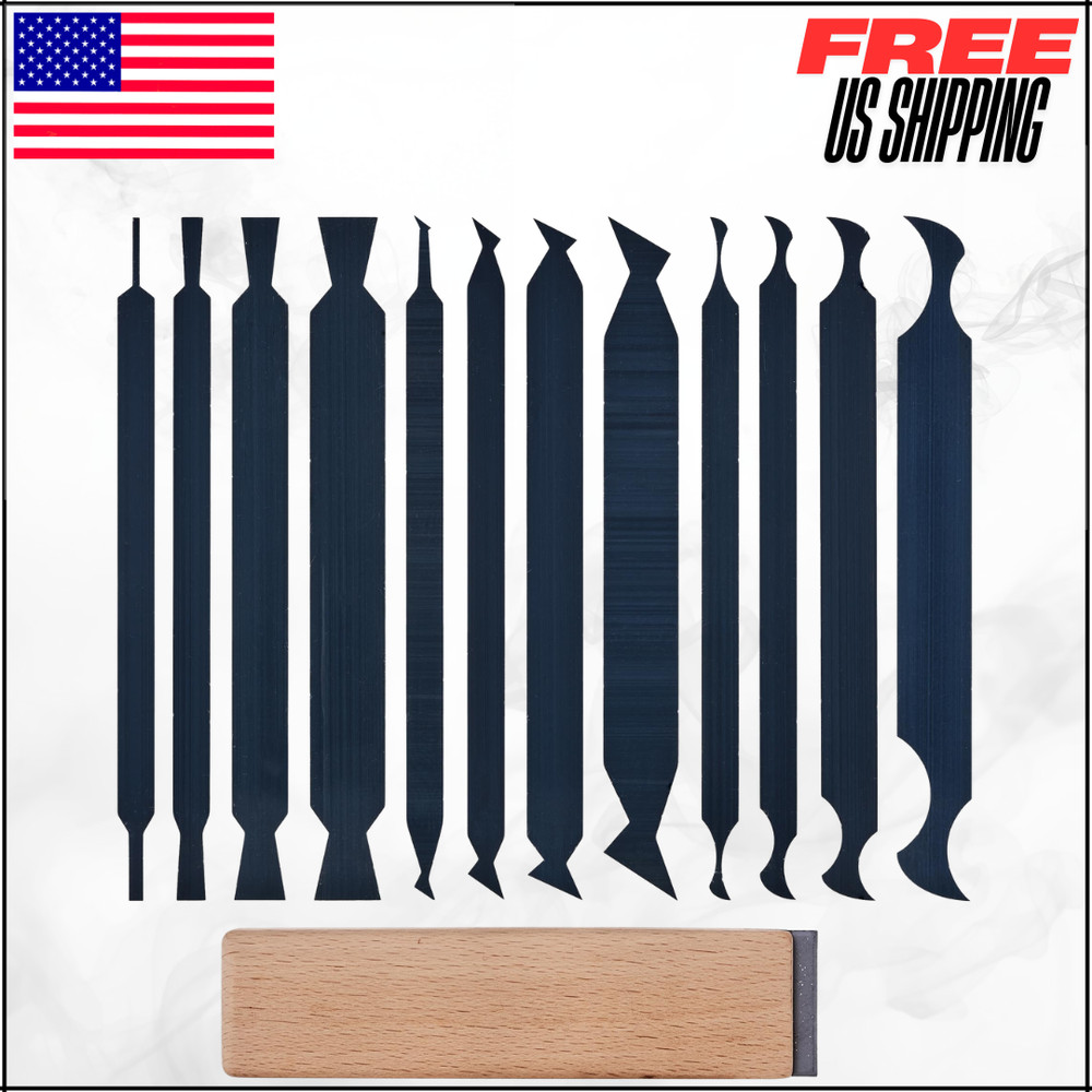 Cabinet Scraper Set & Burnisher Tool Multi-Shape Card Scraper Kit HTCSCS13 13pc