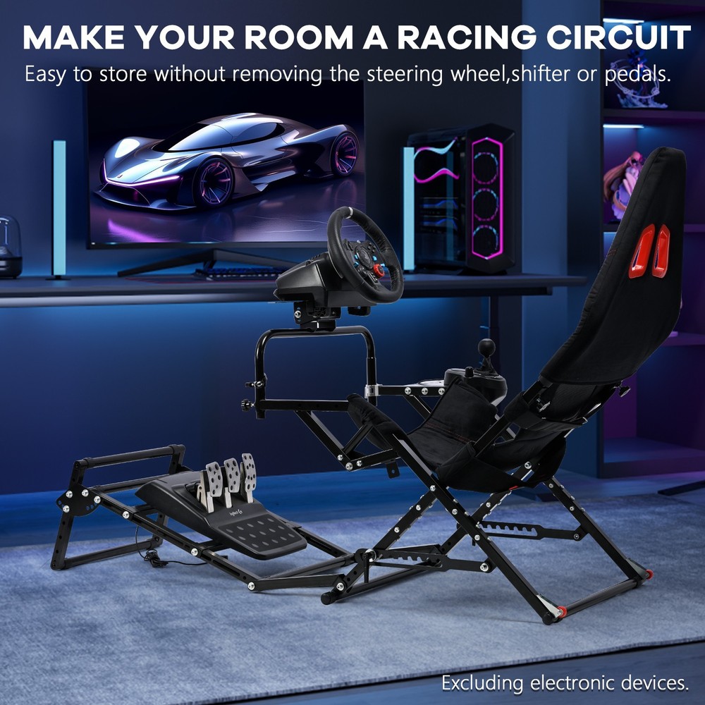 Supllueer Foldable Racing Simulator Cockpit Fits Logitech G920 Moza Thrustmaster