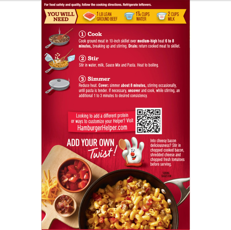 Hamburger Helper Cheeseburger Macaroni, 6.6 oz Box