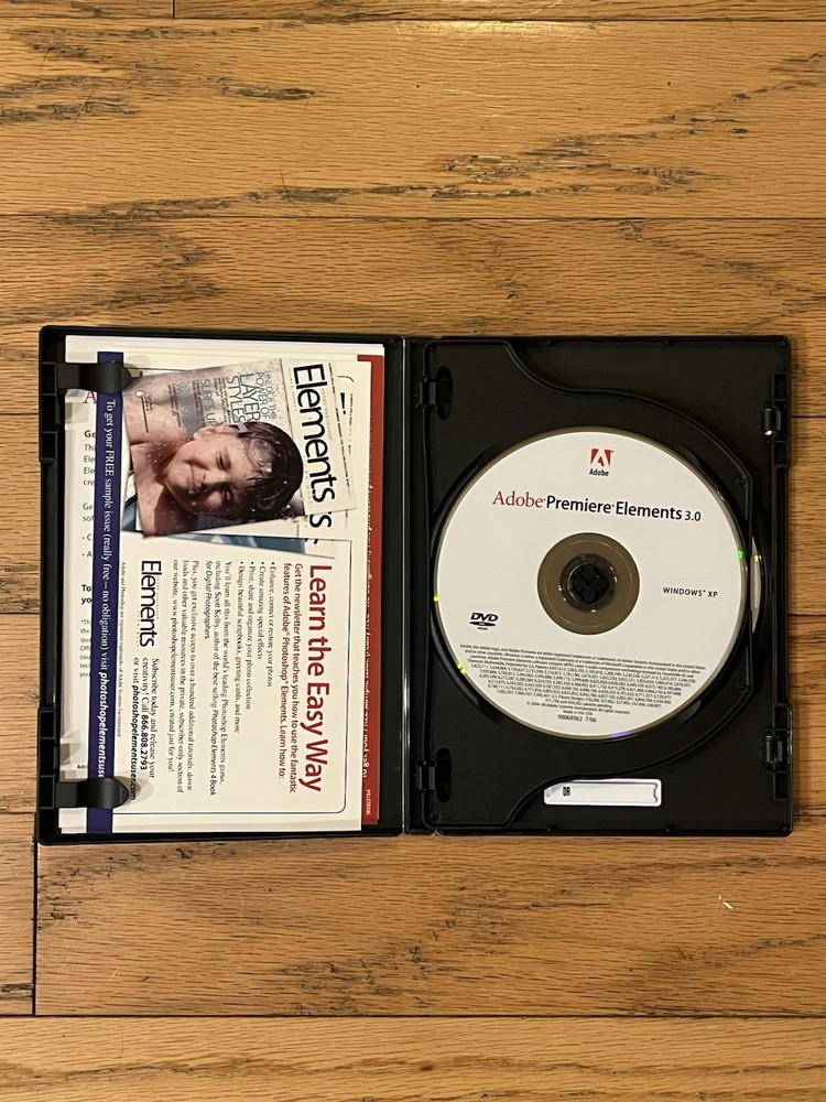 Adobe Photoshop Elements 5.0 + Premiere Elements 3.0 Software w/Serial Numbers