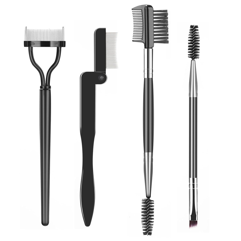 Eyelash Comb Lash Separator Spoolie Brow Brush Makeup Tool 4 Pack Set