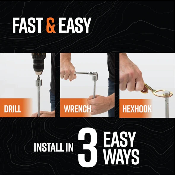 GROUNDGRABBA Ground Anchor Screw Kit - 2 Ft Ground Anchors- 4 Pack Earth Screw