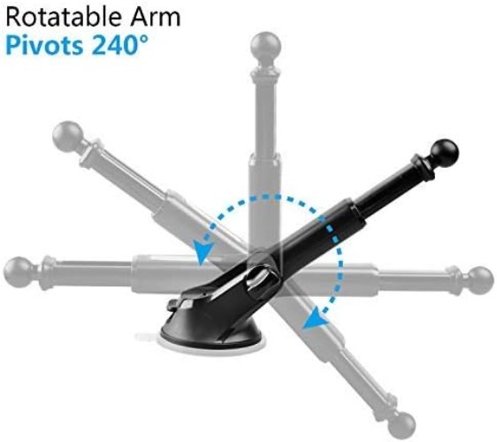 Adjustable Suction Cup Mount for Garmin GPS - Easy One-Hand Operation Arm