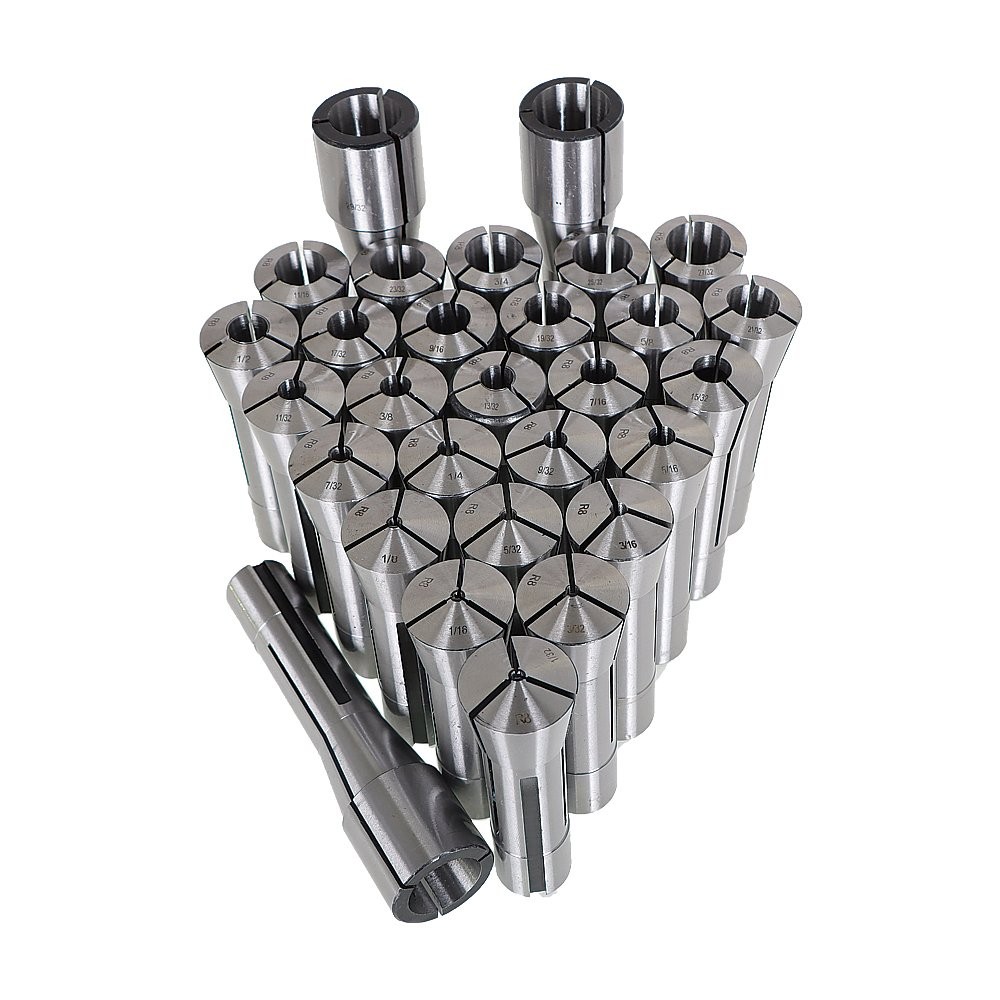 29 Pcs R8 Spring Collet Set Fractional 1/32" To 1" High Precision
