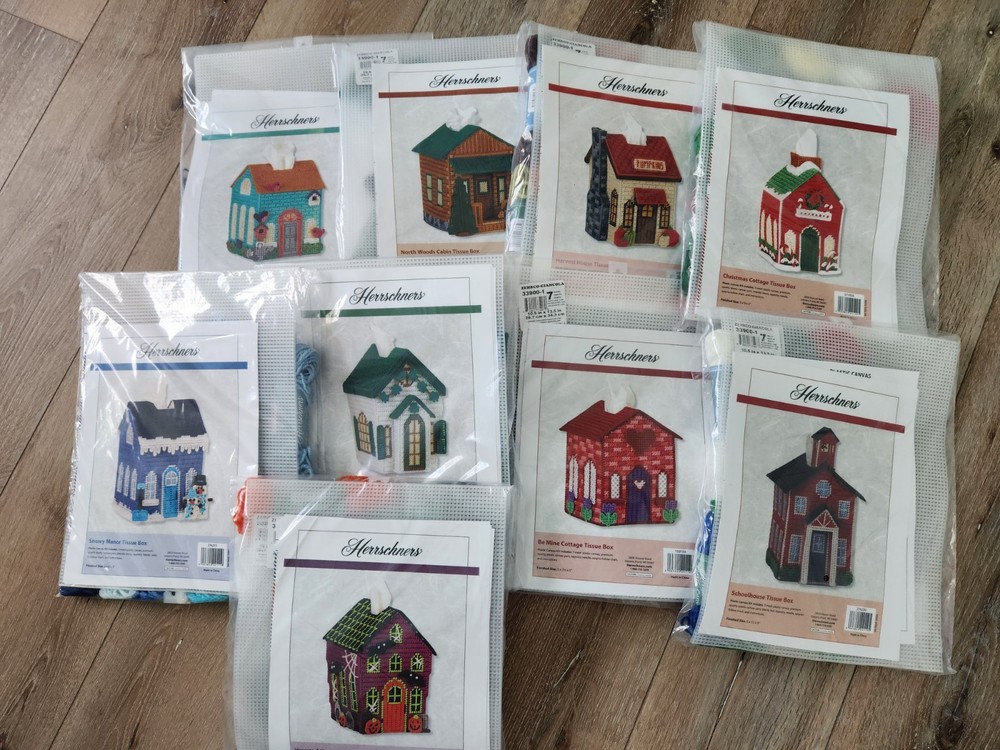 Herrschners Plastic Canvas Tissue Box Covers Single Pattern