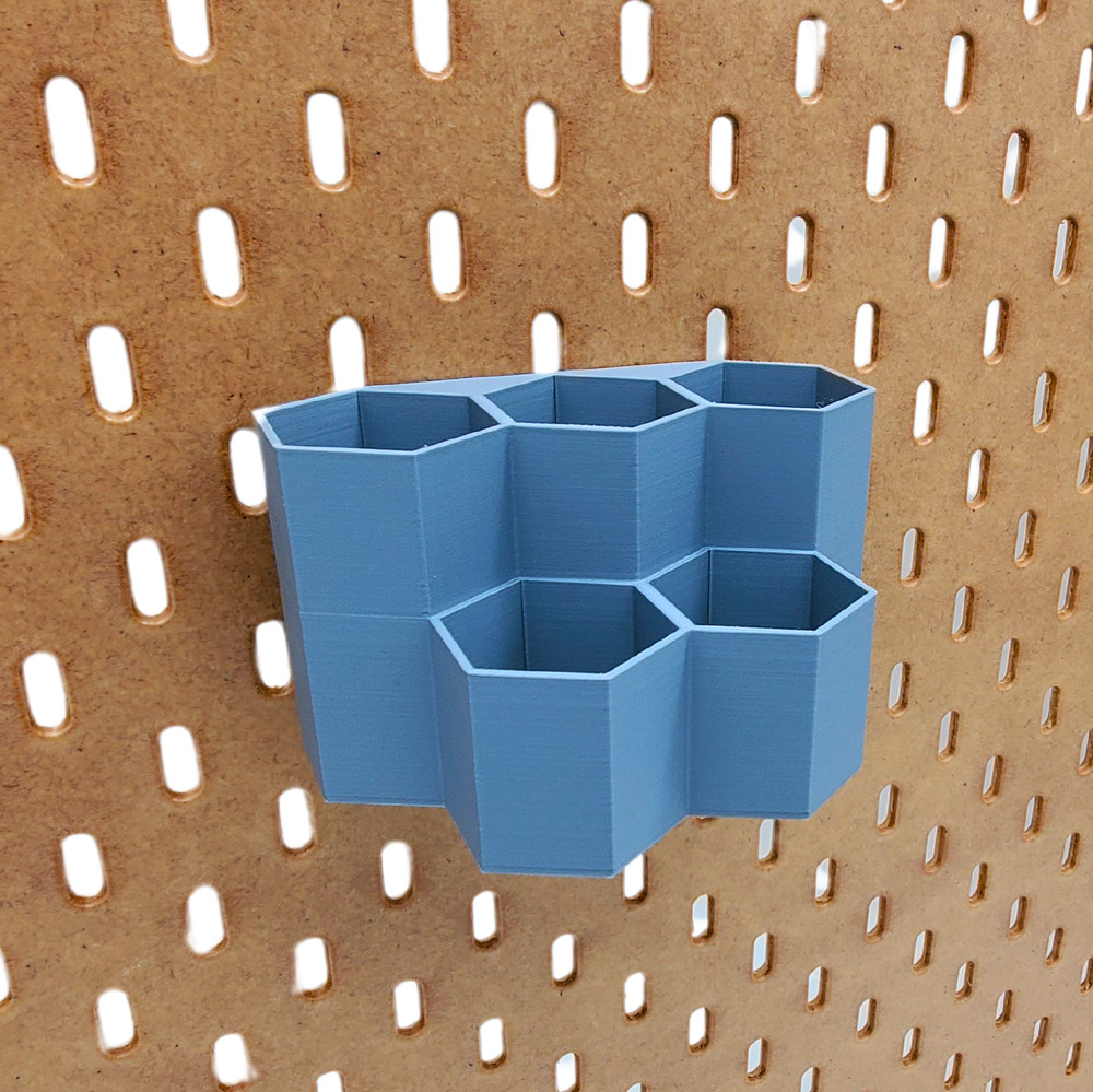 Just Hanging, Five Hex Bin, Pencil Storage, IKEA SKADIS Pegboard Accessory