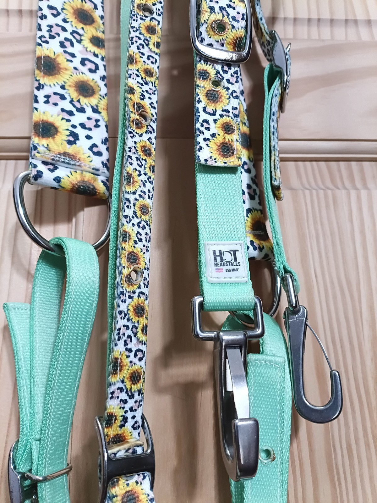 Hot Headstalls Mint White Cheetah Tack Set