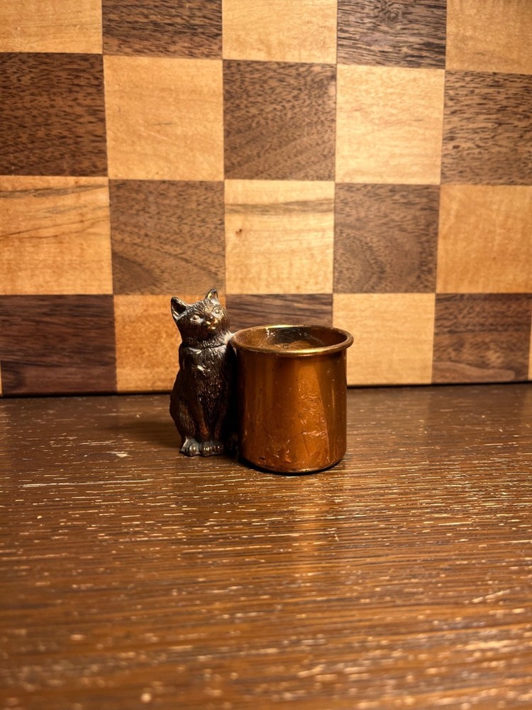 Cat Copper TonedCandle Holder