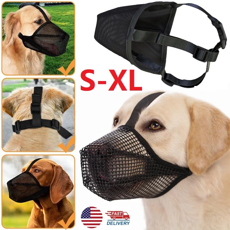 Dog Muzzle Pet Muzzle for Anti-Biting Chewing Licking Adjustable Breathable US