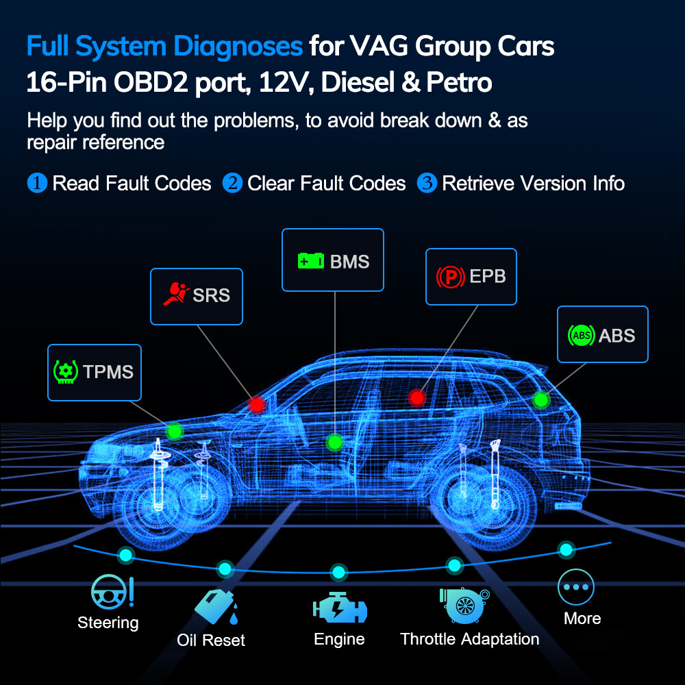 Ancel VD500 Car OBD2 Code Reader All System EPB ABS Oil Diagnostic Scanner Tool
