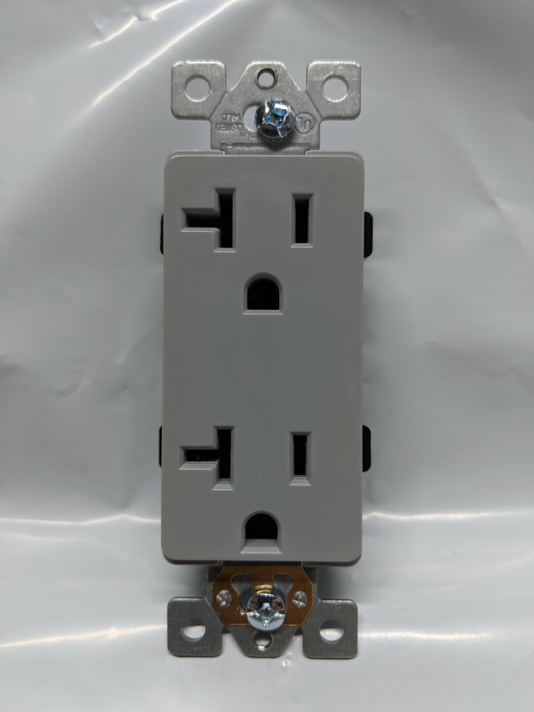 (20 pc) Decorator Duplex 20A Receptacles 20 Amp Decora Outlets GRAY Commercial