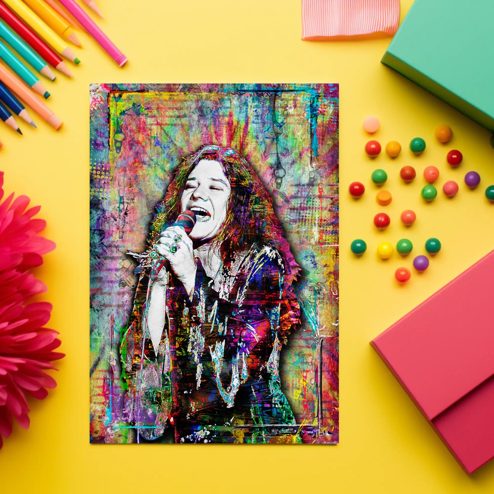 JANIS JOPLIN HIPPIE 16x20in Poster Janis Joplin Tribute Print Free Shipping US