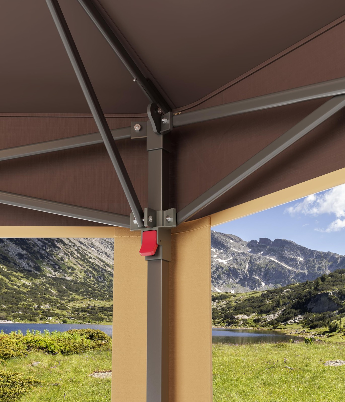 Strong Steel Frame Hexagonal Gazebo 13x13 ft Instant Pop Up with Mesh Netting