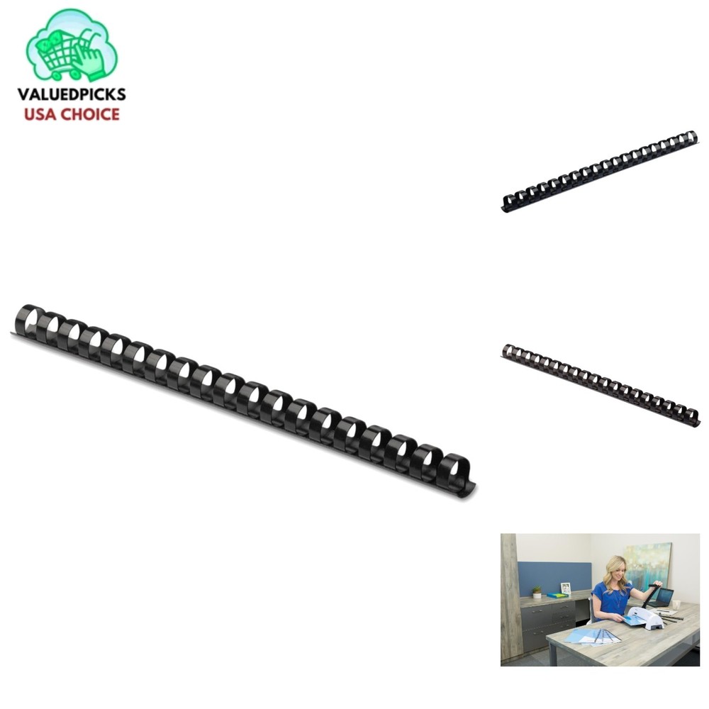 Professional Round Back Binding Combs 1/2 Inch - Black, 100 Pack for Documents