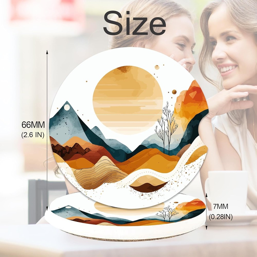 Golden Mountains Sunset Car Coasters - 2 Pack