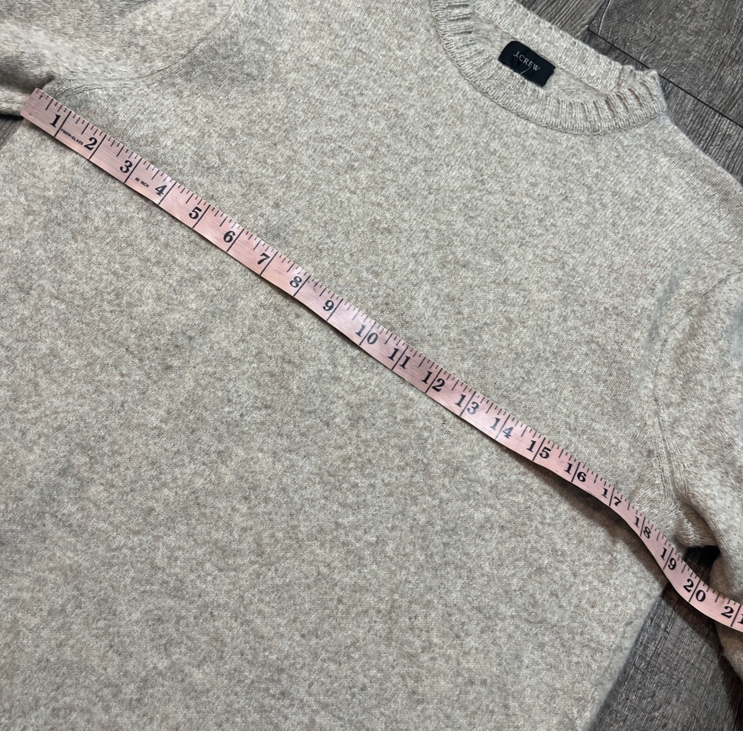 J Crew Sweater Men Medium Beige Marled Merino Wool Nylon Pullover Crewneck J7701