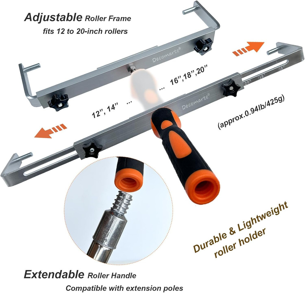 Paint Roller Kit with Extension Pole Adjustable Frame 12 Inch 18 Inch Microfiber