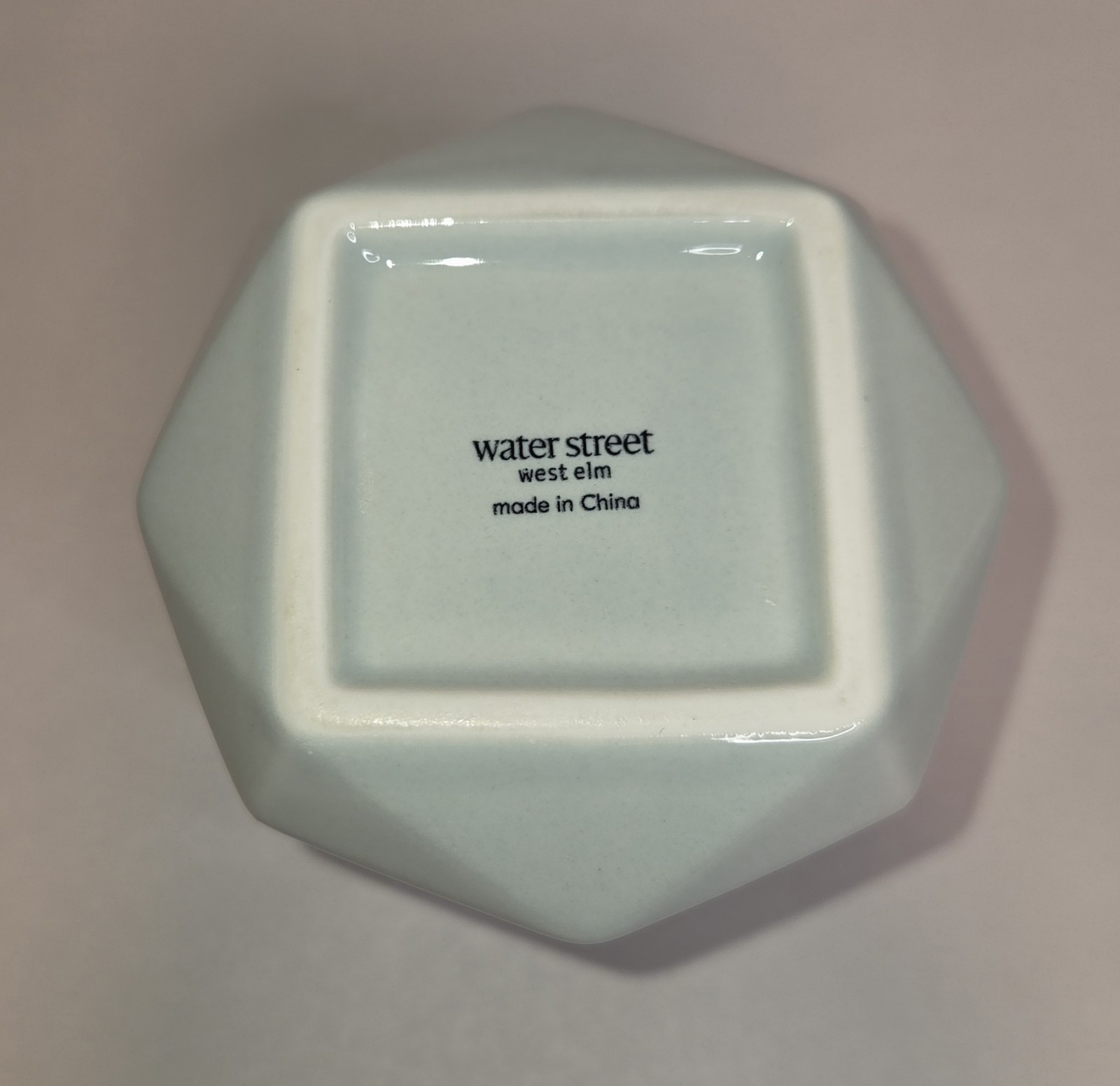 West Elm Faceted Vase Planter Small Water Street Ceramic Pale Blue