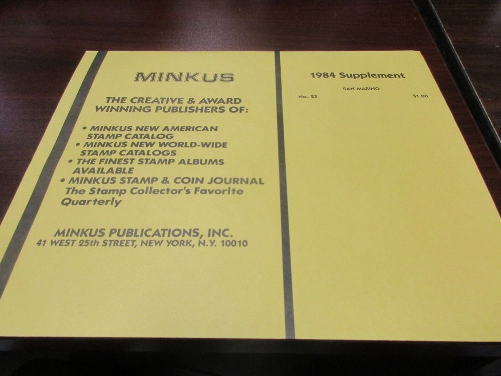 "MINKUS" ALBUM PAGES 1984  SUPPLEMENT SAN MARINO #23   W/FREE SHIPPING!!!