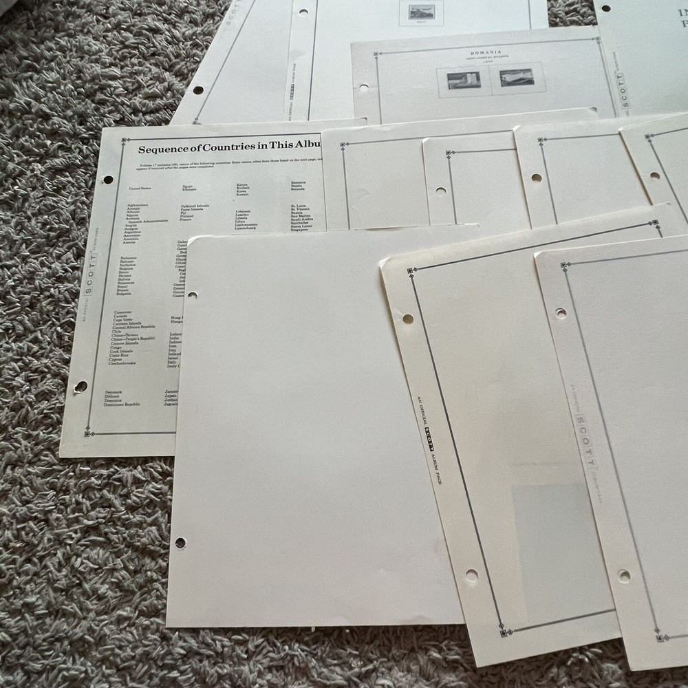 UNUSED LOT SCOTT ALBUM PAGES EMPTY FEW COUNTRIES, MOSTLY BLANK PAGES NO STAMPS