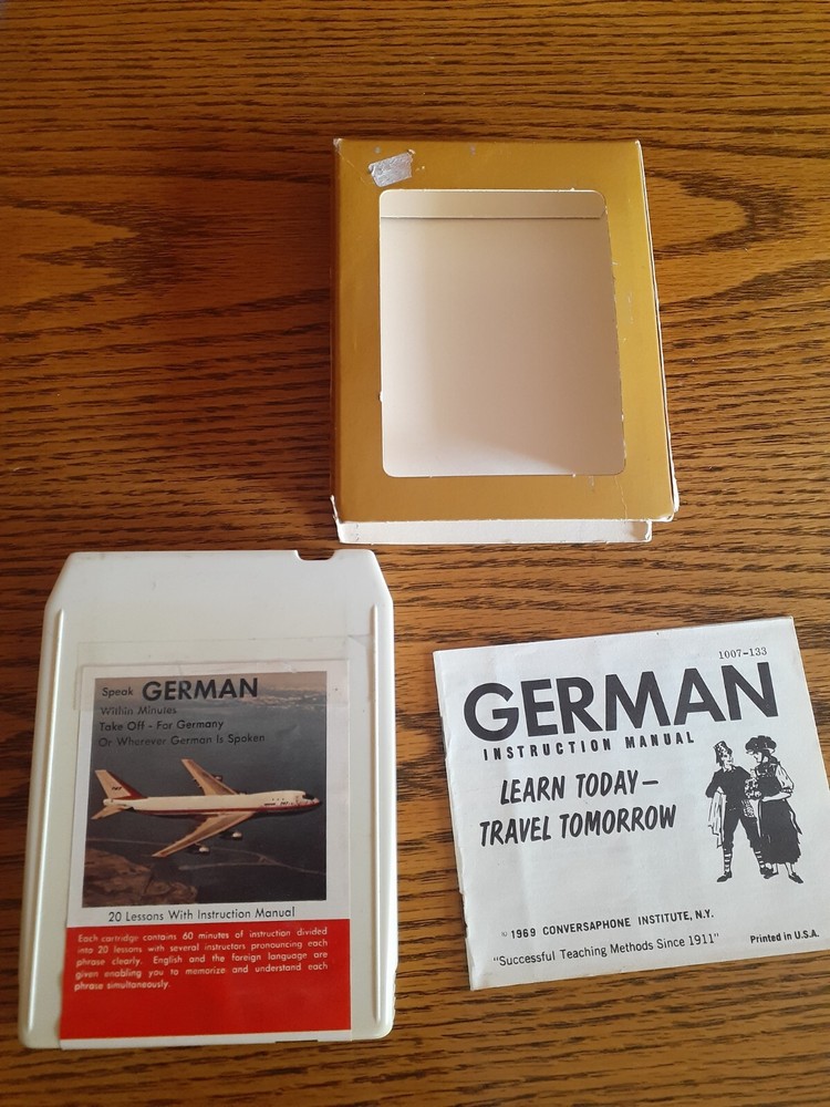 Vintage 8 Track German Language-Learning 1969 with book
