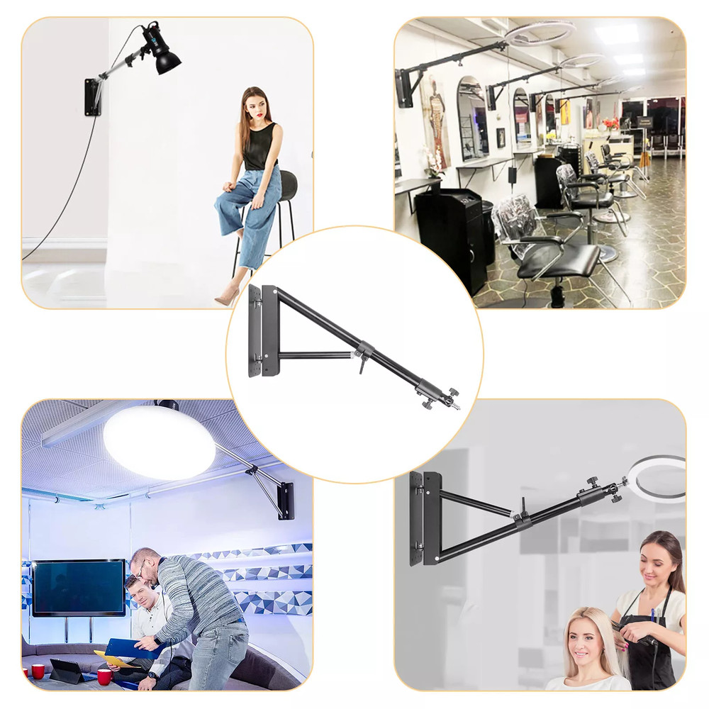 51" Wall Mount Triangle Boom Arm for Ring Light, Monolight, Softbox & Reflector