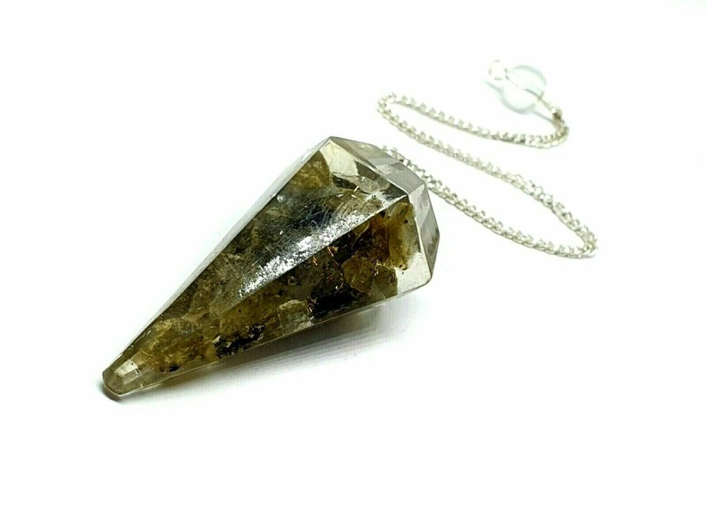 Orgone Labradorite Pendulum Dowser Gemstone Crystal EMF Protection Dowsing Point