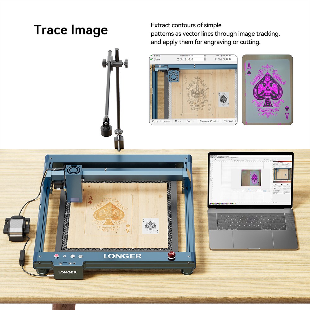 Longer LightBurn Camera Kit for Laser Engravers - 5MP HD Precision - Black