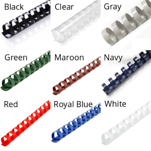 Plastic Comb Binding, 19 Ring - Assorted Colors and Sizes - Huge Savings!