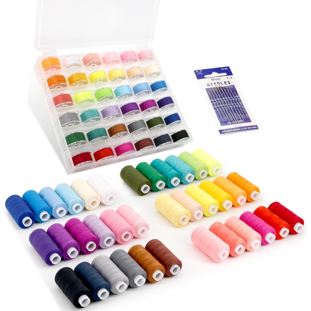 72Pcs Sewing Thread kit, 36 Assorted Colors Machine Threads with Spools, 36 S