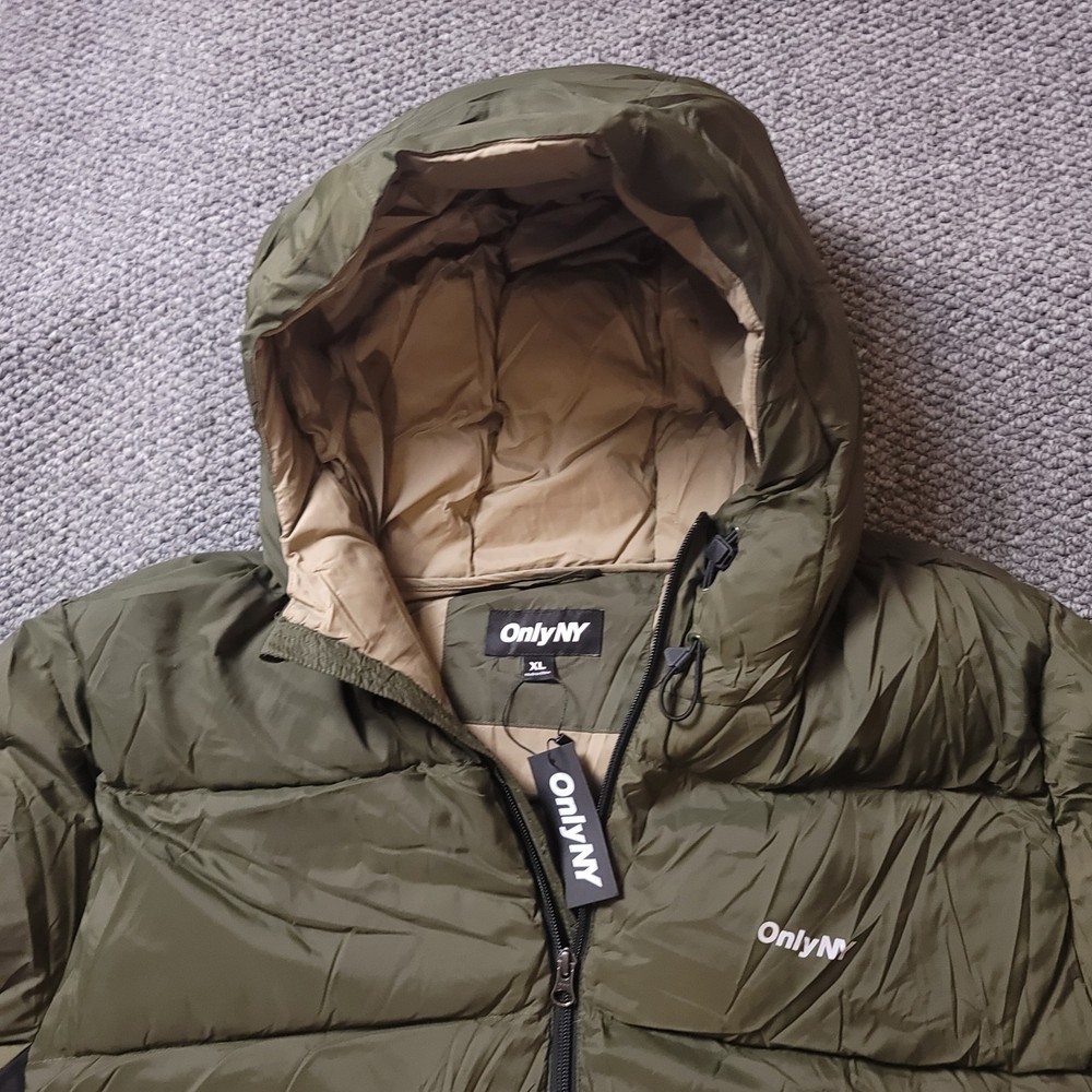 ONLY NY Jacket Mens Various Size Packable Snorkel Puffer Down Nylon Green