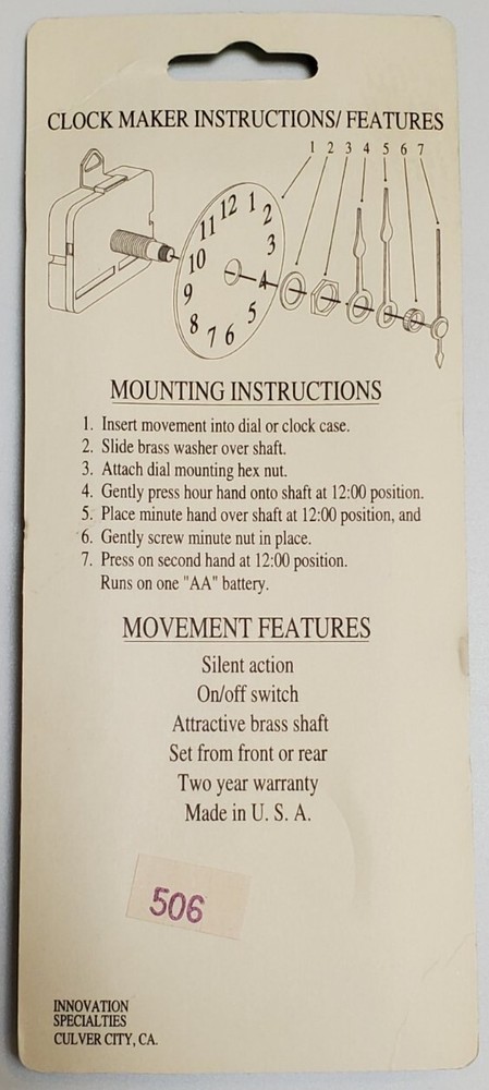 4 LOT Clock Maker Kit - Metal Hands Fancy & Basic Style and Numbers NEW