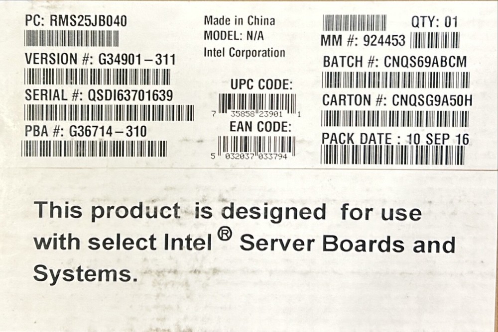 Intel RMS25JB040 Integrated RAID Module 6 Gb/s SAS/SATA PCIe x8 Gen2 NEW