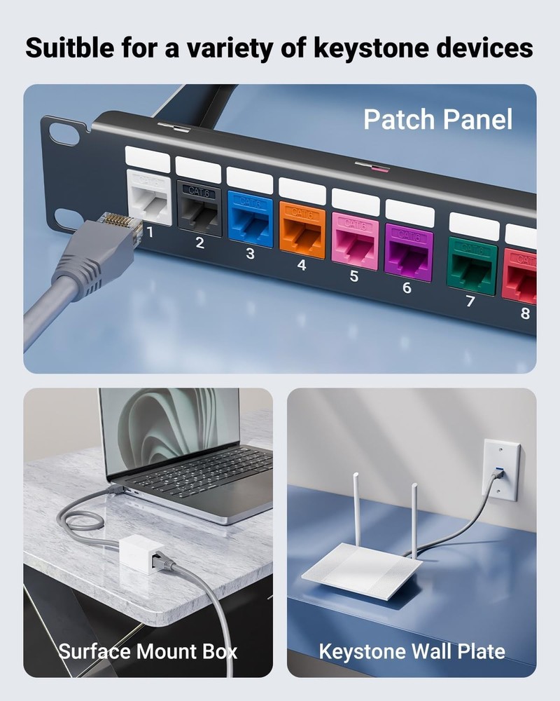 Blue 25-Pack Ethernet Couplers for Customizable Network Setups